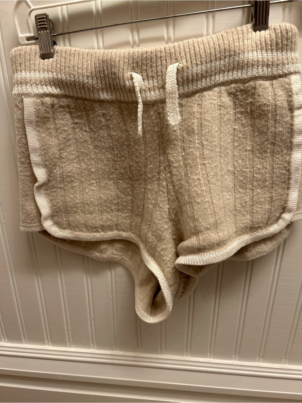 Rag & Bone Knit Lounge Shorts Beige Drawstring Soft Textured XS